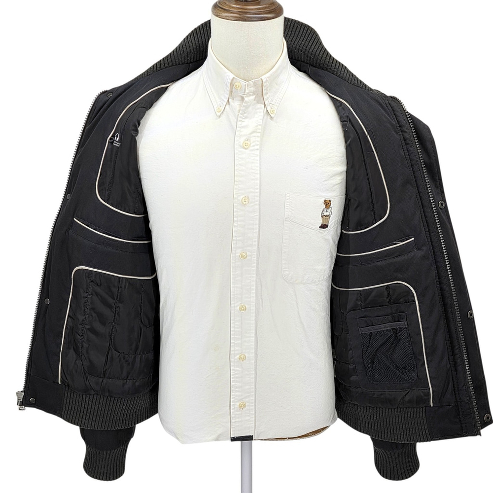 Calvin Klein Bomber Jacket Mens Small Black Water Resistant Windbreaker Ripstop - Picture 4 of 16